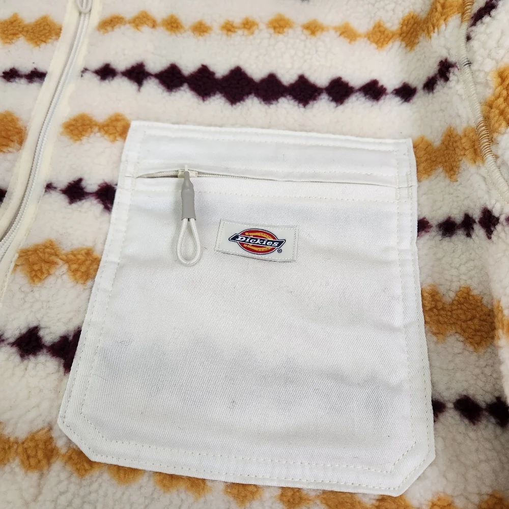 Dickies Falkville‎ Jacket Size 2XL Aztec Print Faux Sherpa Full Zip Chest Pocket